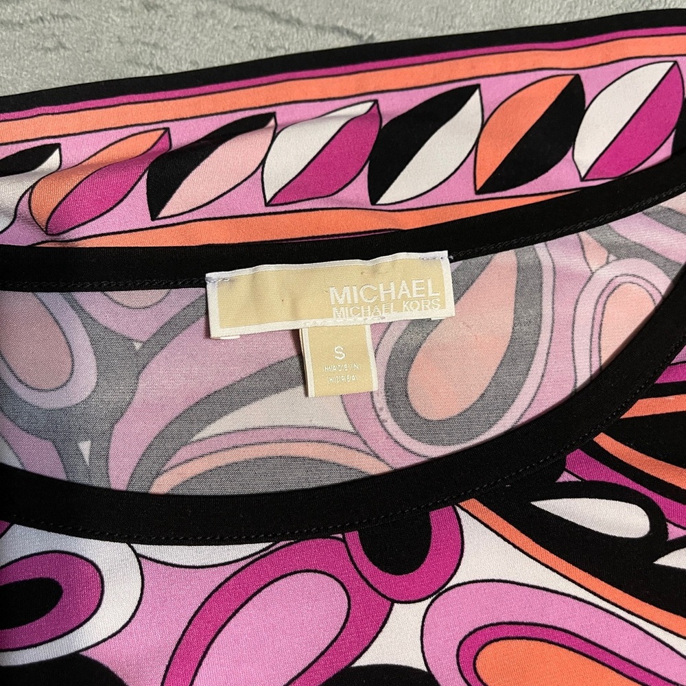 Michael Kors Pink and Black Abstract Midi Dress - Picture 5 of 5